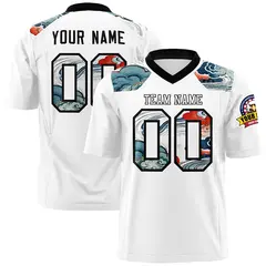 Black White Ukiyo-e Auspicious Clouds Graffiti Football Jersey 1