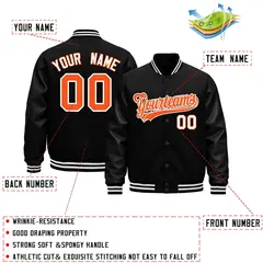 Black White Varsity Jacket with Faux Leather Sleeves 2