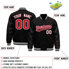 Black White Varsity Jacket with Faux Leather Sleeves 2