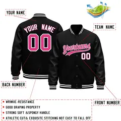 Black White Varsity Jacket with Faux Leather Sleeves 2
