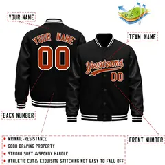 Black White Varsity Jacket with Faux Leather Sleeves 2