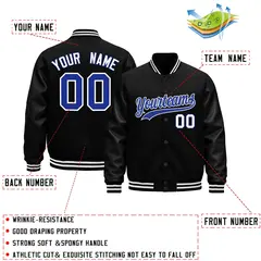 Black White Varsity Jacket with Faux Leather Sleeves 2