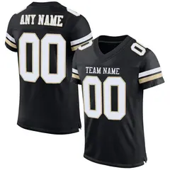 Black White-Vegas Gold Classic Style Mesh Football Jersey 1