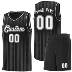 Black White Vertical Stripe Basketball Jersey 1