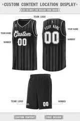 Black White Vertical Stripe Basketball Jersey 2