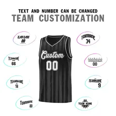Black White Vertical Stripe Basketball Jersey 3