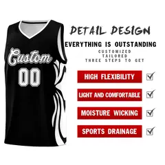 Black White-White Graffiti Side Curve Basketball Jersey Sets 2