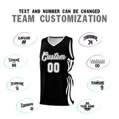 Black White-White Graffiti Side Curve Basketball Jersey Sets 4
