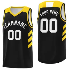 Black White-Yellow Classic Athletic Basketball Jersey