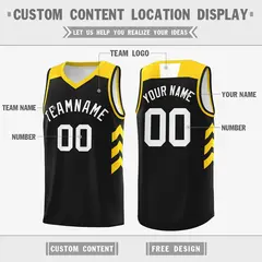 Black White-Yellow Classic Athletic Basketball Jersey 2