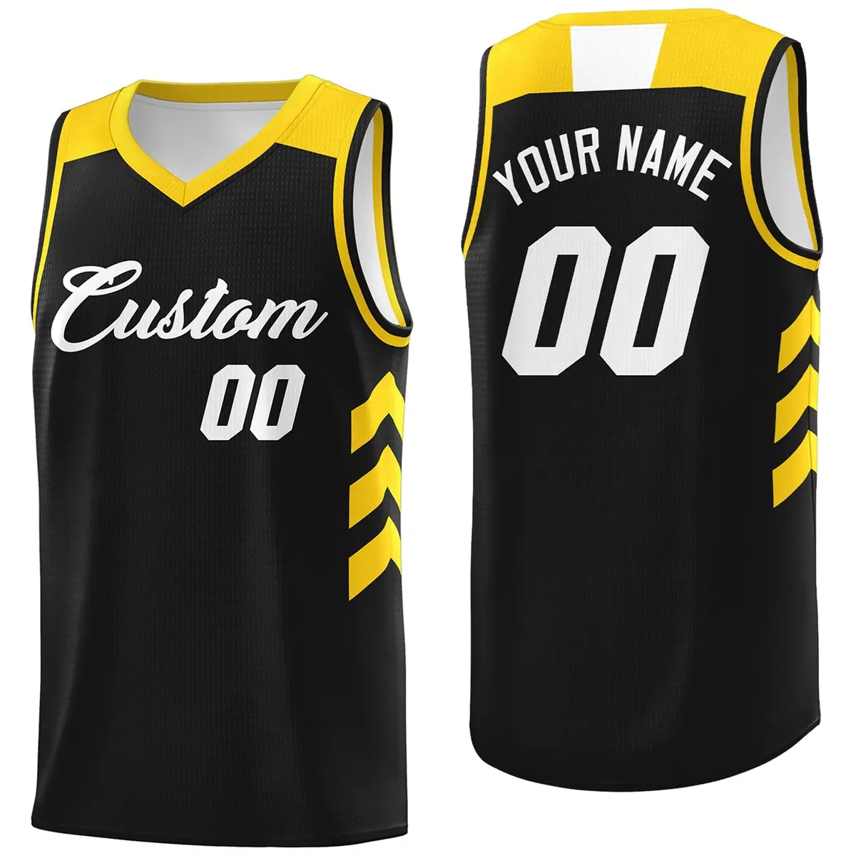 Black White-Yellow Classic Athletic Basketball Jersey
