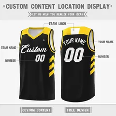 Black White-Yellow Classic Athletic Basketball Jersey 2