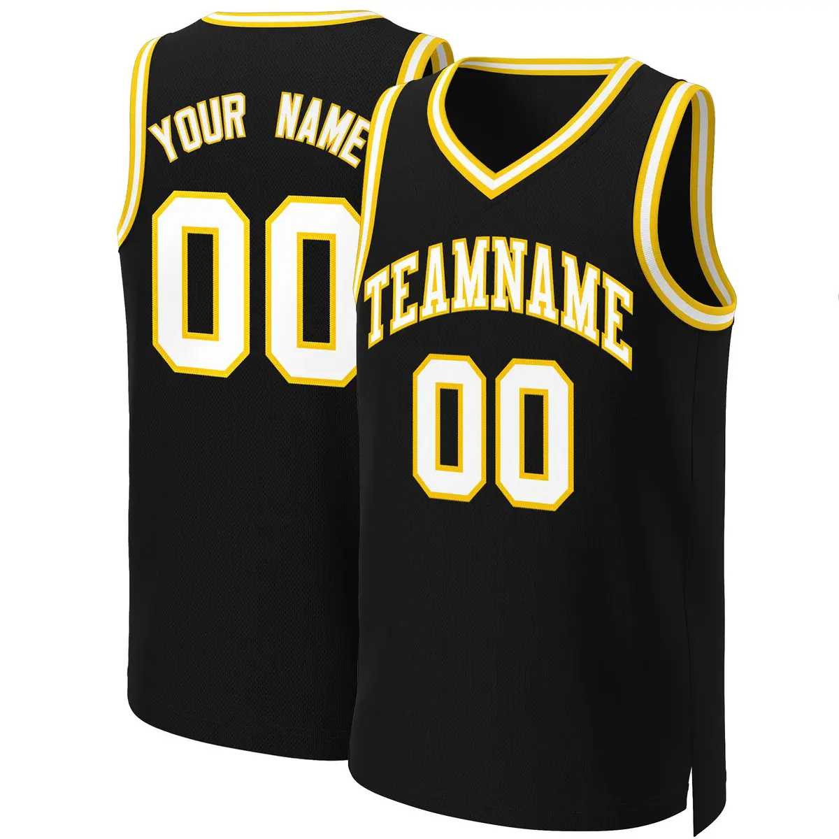 Black White-Yellow Classic Basketball Jersey