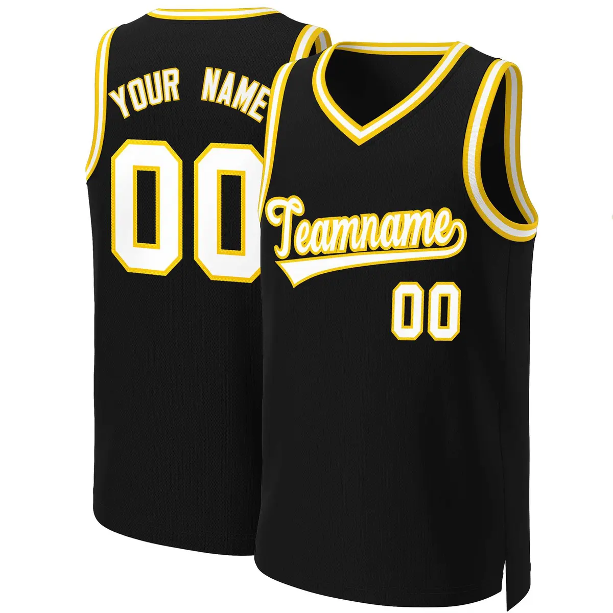 Black White-Yellow Classic Basketball Jersey