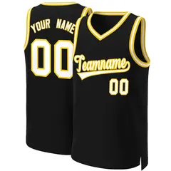 Black White-Yellow Classic Basketball Jersey 1