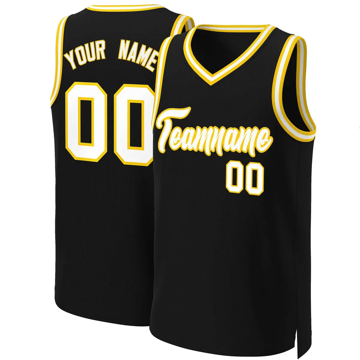 Black White-Yellow Classic Basketball Jersey
