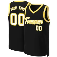 Black White-Yellow Classic Basketball Jersey 1