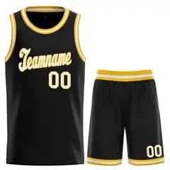 Black White-Yellow Classic Basketball Uniform Jersey 1