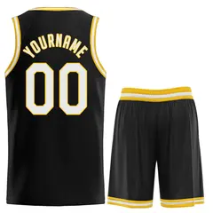 Black White-Yellow Classic Basketball Uniform Jersey 2