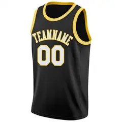 Black White-Yellow Classic Breathable Basketball Jersey 5