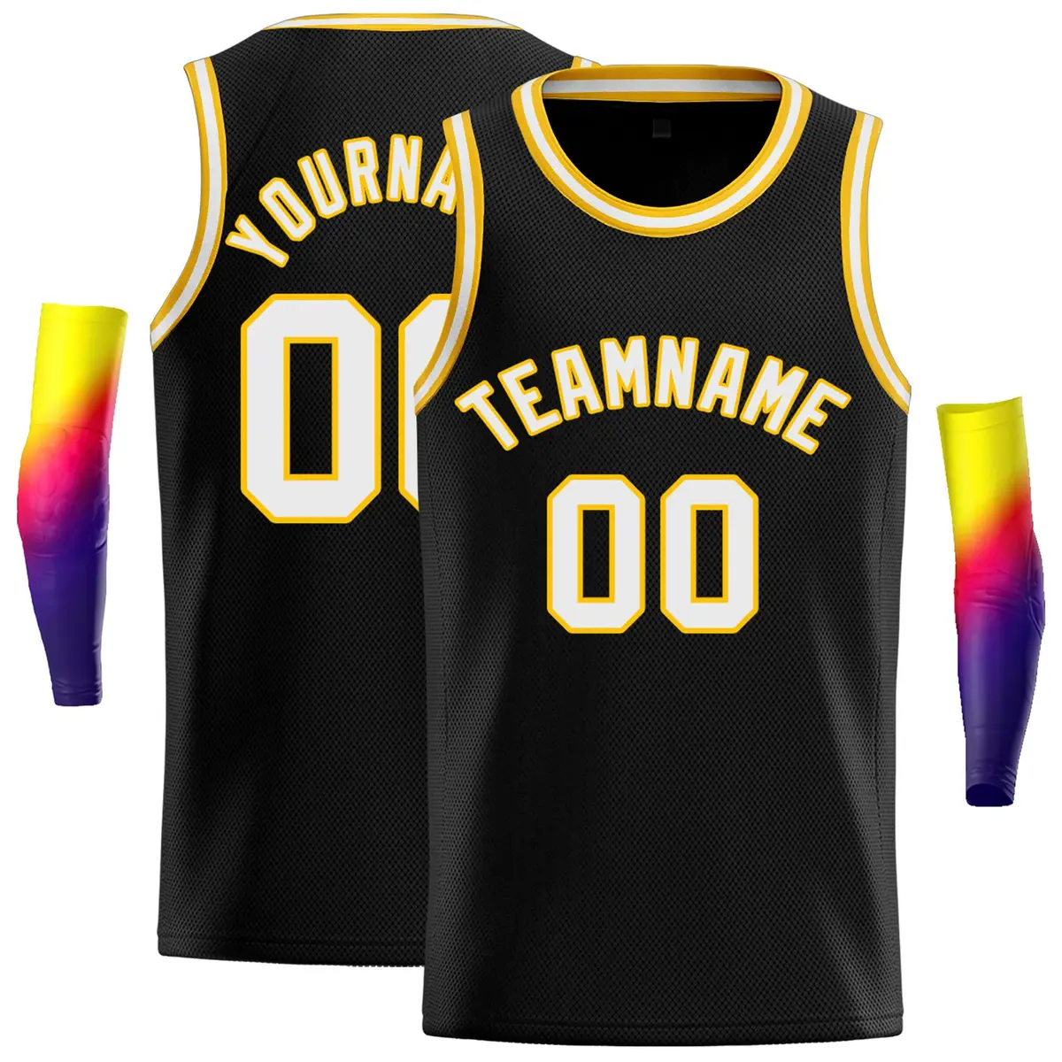 Black White-Yellow Classic Casual Basketball Jersey