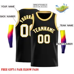 Black White-Yellow Classic Casual Basketball Jersey 2