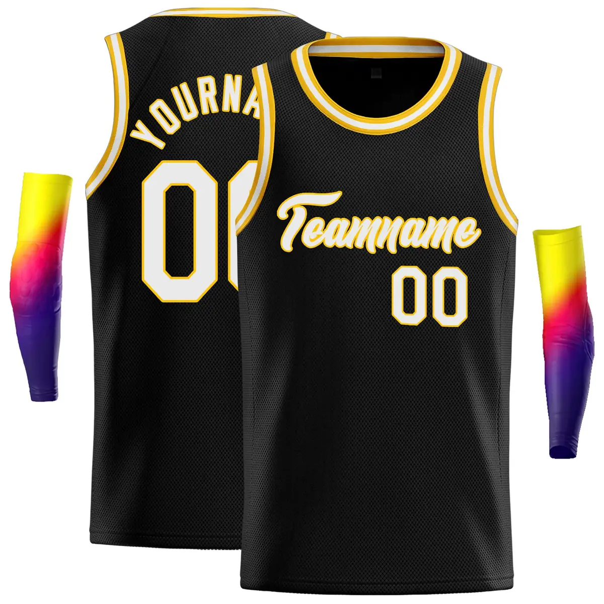 Black White-Yellow Classic Casual Basketball Jersey