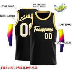 Black White-Yellow Classic Casual Basketball Jersey 2