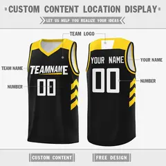 Black White-Yellow Classic Casual Basketball Jersey for Men 2