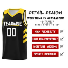 Black White-Yellow Classic Casual Basketball Jersey for Men 4