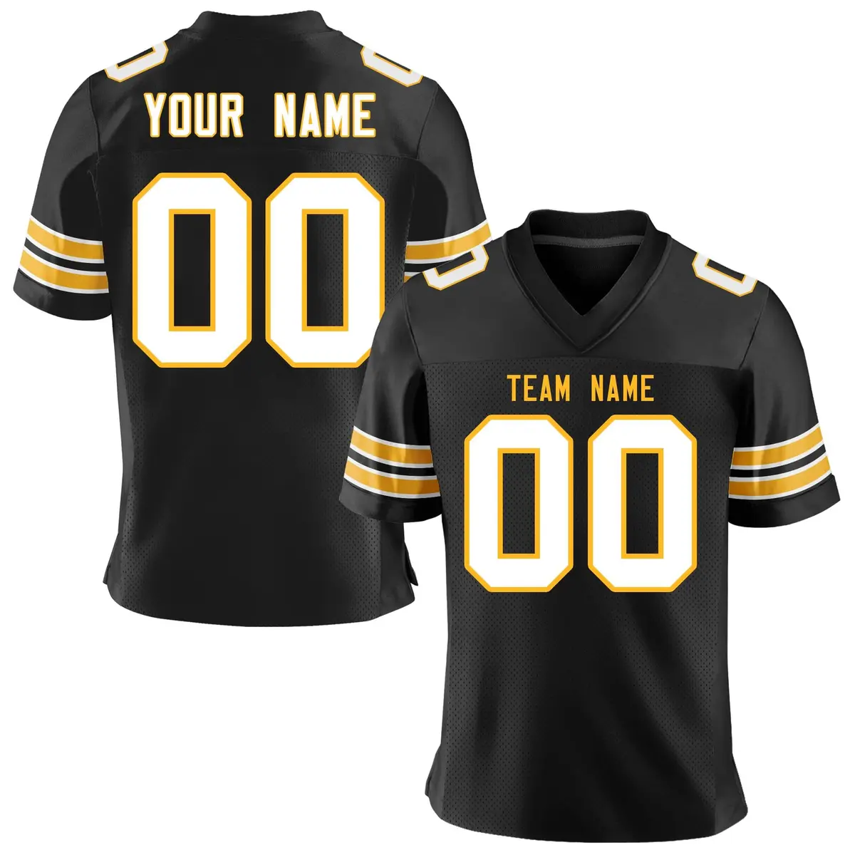 Black White-Yellow Classic Mesh Authentic Football Jersey