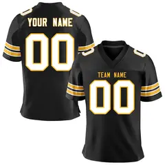 Black White-Yellow Classic Mesh Authentic Football Jersey 1