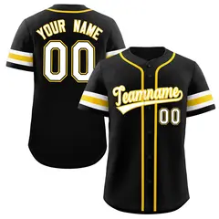 Black White-Yellow Classic Style Baseball Jersey