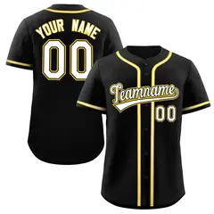 Black White-Yellow Classic Style Baseball Jersey