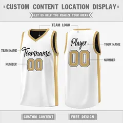 Black White-Yellow Double Side Basketball Jersey 3