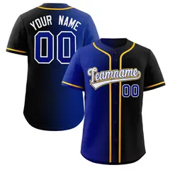 Black White-Yellow Gradient Baseball Jersey