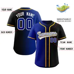Black White-Yellow Gradient Baseball Jersey 2