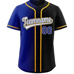 Black White-Yellow Gradient Baseball Jersey 3