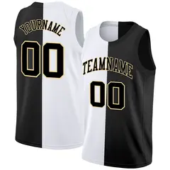 Black White-Yellow Split Fashion Basketball Jersey 1