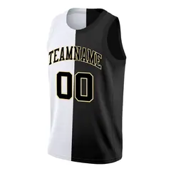 Black White-Yellow Split Fashion Basketball Jersey 3
