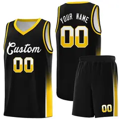 Black White Yellow Two Tone Font Basketball Jersey