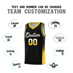Black White Yellow Two Tone Font Basketball Jersey 3