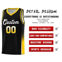 Black White Yellow Two Tone Font Basketball Jersey 4