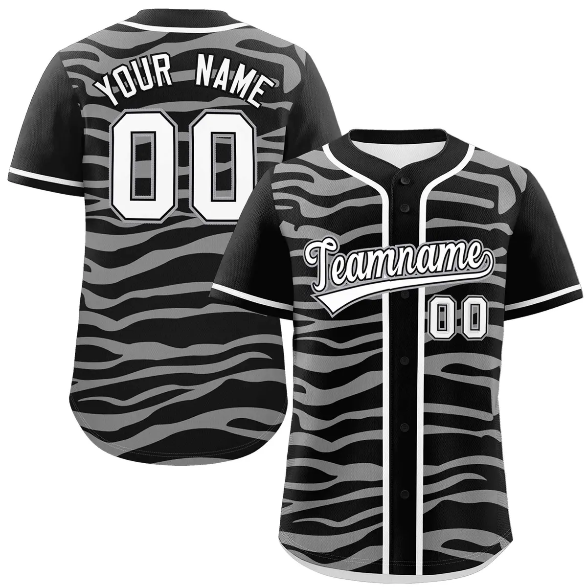 Black White Zebra Stripes Graffiti Authentic Baseball Jersey