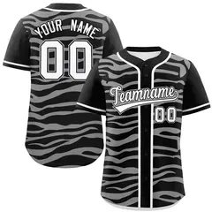 Black White Zebra Stripes Graffiti Authentic Baseball Jersey