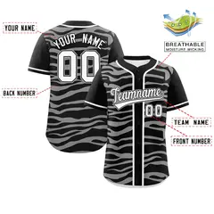 Black White Zebra Stripes Graffiti Authentic Baseball Jersey 2