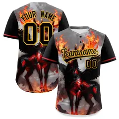 Black Yellow Animal Graffiti Pattern Baseball Jersey 1