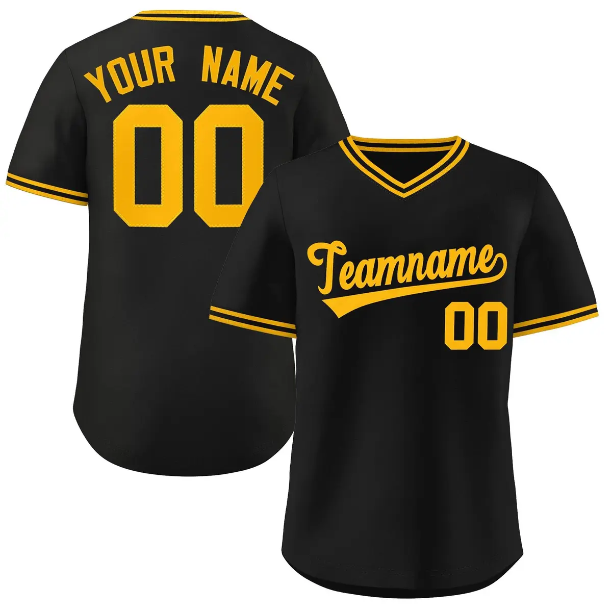 Black Yellow Authentic Pullover Baseball Jersey