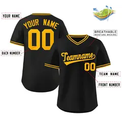 Black Yellow Authentic Pullover Baseball Jersey 2