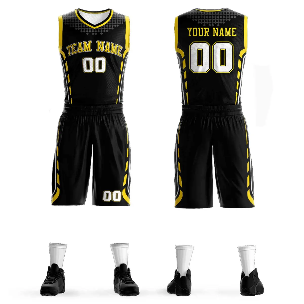 Black Yellow-Black Graffiti Oblique Bar Basketball Jersey